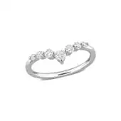 Diamond Chevron Ring in Platinum Plated Sterling Silver