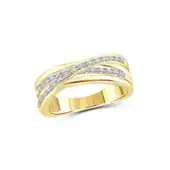 White Diamond Accent 14K Gold-Plated Brass Crossover Ring