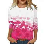 Casual Heart Printed Graphic 3/4 Sleeve t-shirt