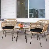Zimtown 3-Piece Outdoor Wicker Conversation Furniture Set