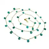 44 INCHES GREEN EMERALD 14K GOLD OVER .925 STERLING SILVER HANDMADE STATION NECKLACE