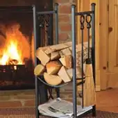 Wood Rack With Fireplace Tools