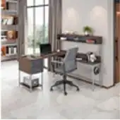 Home Office: L-Shape Desk with Hutch and Storage